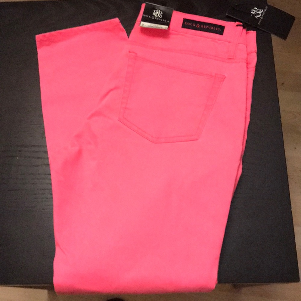 Rock these hot pink jeans with style.
